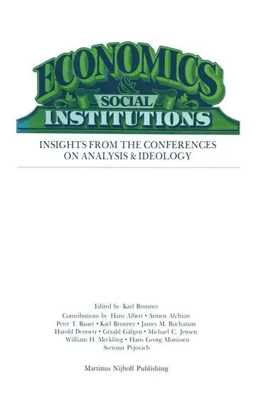 Cover of Economics Social Institutions