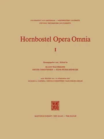 Cover of Hornbostel Opera Omnia