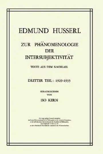 Cover of Zur Phänomenologie Der Intersubjektivität