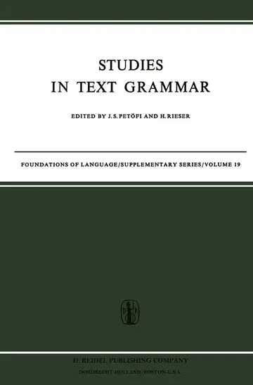 Cover of Studies in Text Grammar