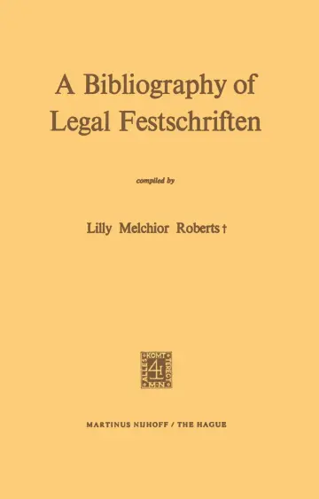 Cover of A Bibliography of Legal Festschriften