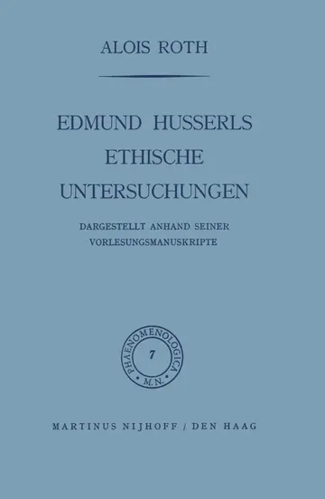 Cover of Edmund Husserls Ethische Untersuchungen