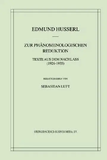 Cover of Zur Phänomenologischen Reduktion