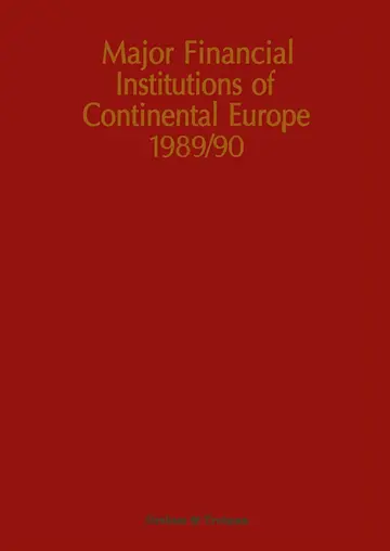 Cover of Major Financial Institutions of Continental Europe 1989/90