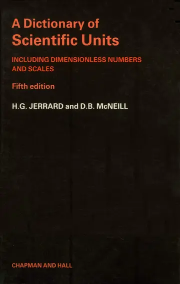 Cover of A Dictionary of Scientific Units