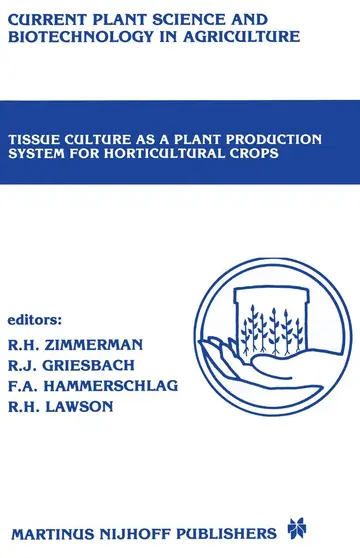 Cover of Tissue culture as a plant production system for horticultural crops