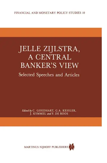 Cover of Jelle Zijlstra, a Central Banker's View