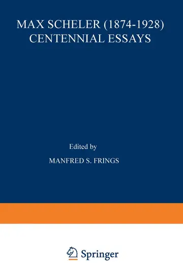 Cover of Max Scheler (1874–1928) Centennial Essays