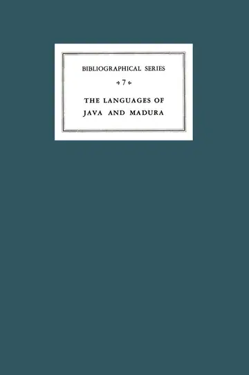 Cover of A Critical Survey of Studies on the Languages of Java and Madura