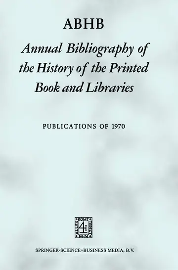 Cover of ABHB Annual Bibliography of the History of the Printed Book and Libraries