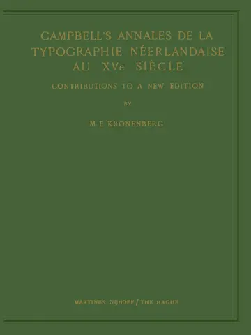 Cover of Campbell’s Annales de la Typographie Néerlandaise Au XVe Siècle