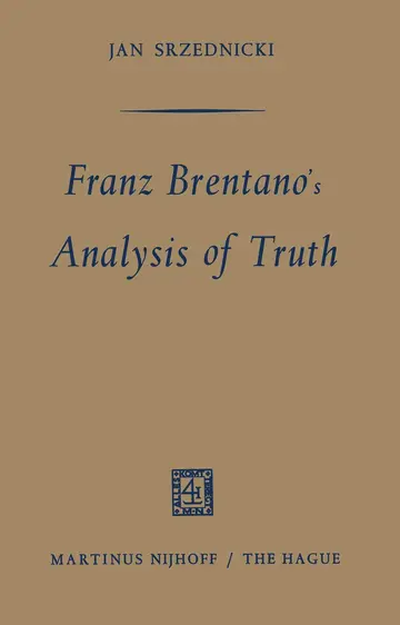 Cover of Franz Brentano s Analysis of Truth