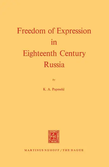 Cover of Freedom of Expression in Eighteenth Century Russia