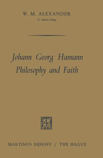 Cover of Johann Georg Hamann Philosophy and Faith