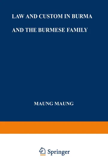 Cover of Law and Custom in Burma and the Burmese Family