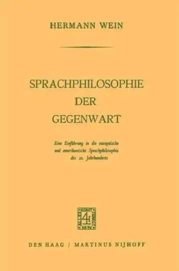 Cover of Sprachphilosophie Der Gegenwart