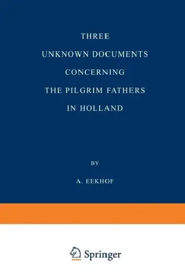 Cover of Three Unknown Documents Concerning the Pilgrim Fathers in Holland