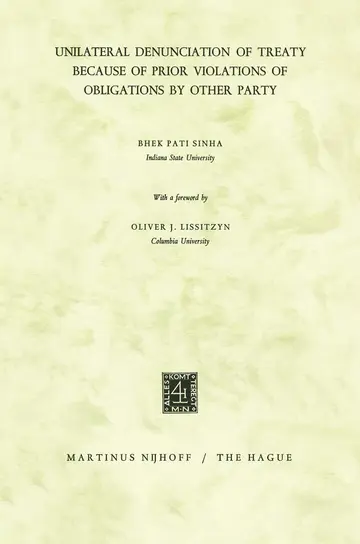 Cover of Unilateral Denunciation of Treaty Because of Prior Violations of Obligations by Other Party