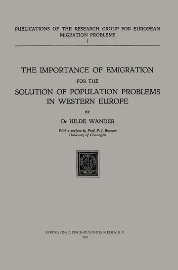 Cover of The Importance of Emigration for the Solution of Population Problems in Western Europe