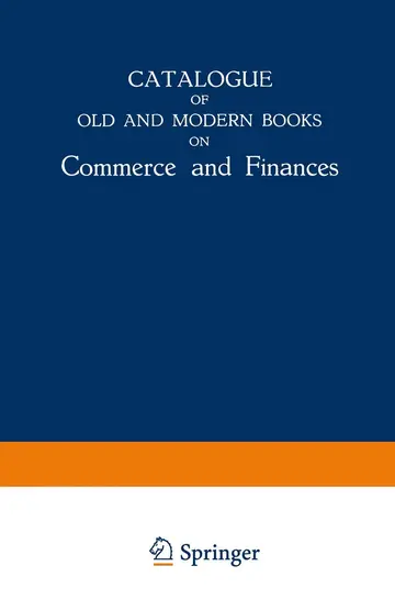 Cover of Catalogue of Old and Modern Books on Commerce and Finances