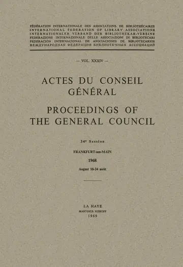 Cover of Actes du Conseil Général / Proceedings of the General Council