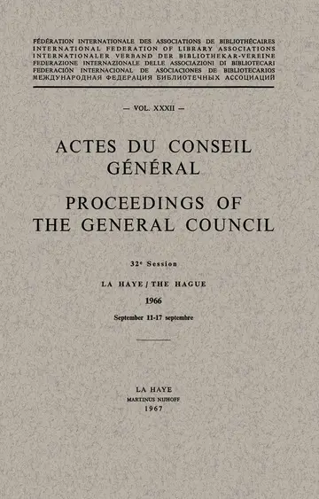 Cover of Actes du Conseil Général / Proceedings of the General Council