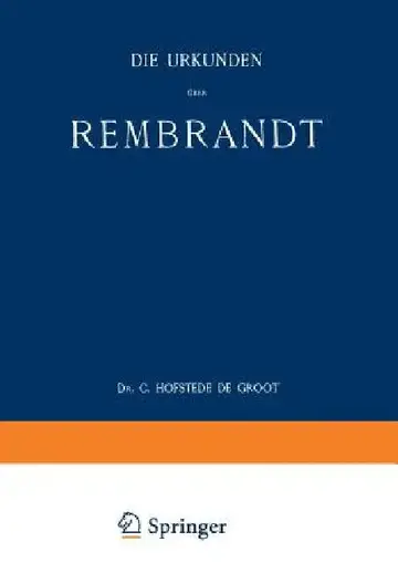 Cover of Die Urkunden Über Rembrandt