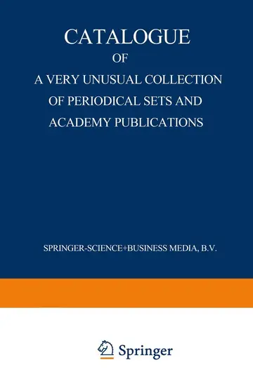 Cover of Catalogue of a Very Unusual Collection of Periodical Sets and Academy Publications