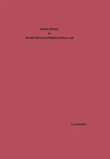 Cover of Public Policy in Soviet Private International Law