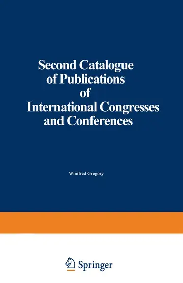 Cover of Second Catalogue of Publications of International Congresses and Conferences