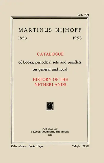 Cover of Catalogue of books, periodical sets and pamflets on general and local History of the Netherlands