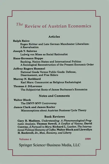 Cover of The Review of Austrian Economics