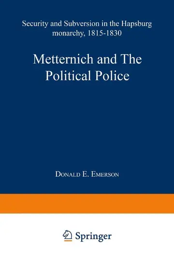 Cover of Metternich and the Political Police