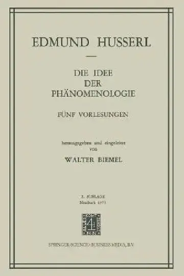 Cover of Die Idee Der Phanomenologie