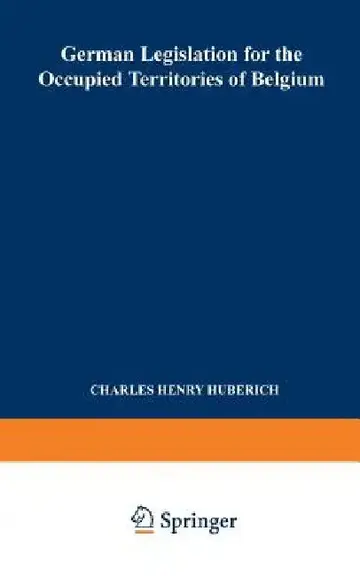 Cover of German Legislation for the Occupied Territories of Belgium