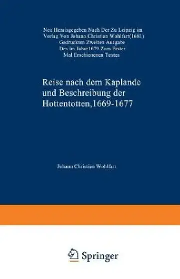 Cover of Reise Nach Dem Kaplande Und Beschreibung Der Hottentotten 1669-1677