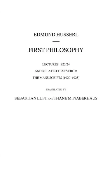 Cover of First Philosophy