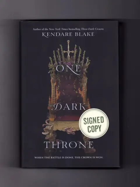 Cover of One Dark Throne. Issued-Signed Special Edition, ISBN 9780062797292 . First Edition and First Printing. Kendare Blake, author of 'Three Dark Crowns
