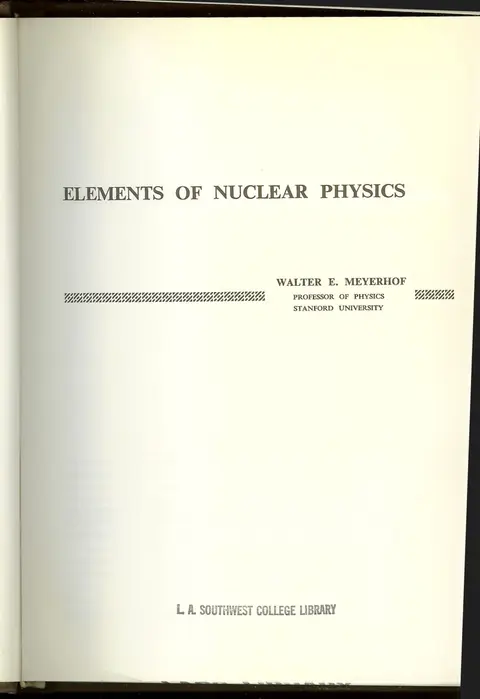 Cover of Elements of Nuclear Physics