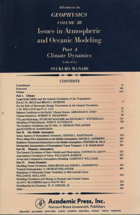 Cover of Adv in Geophysics V28a