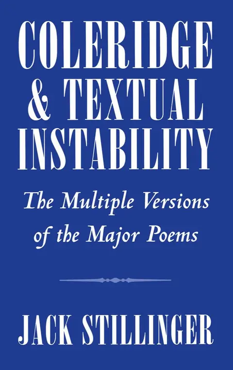 Cover of Coleridge and Textual Instability