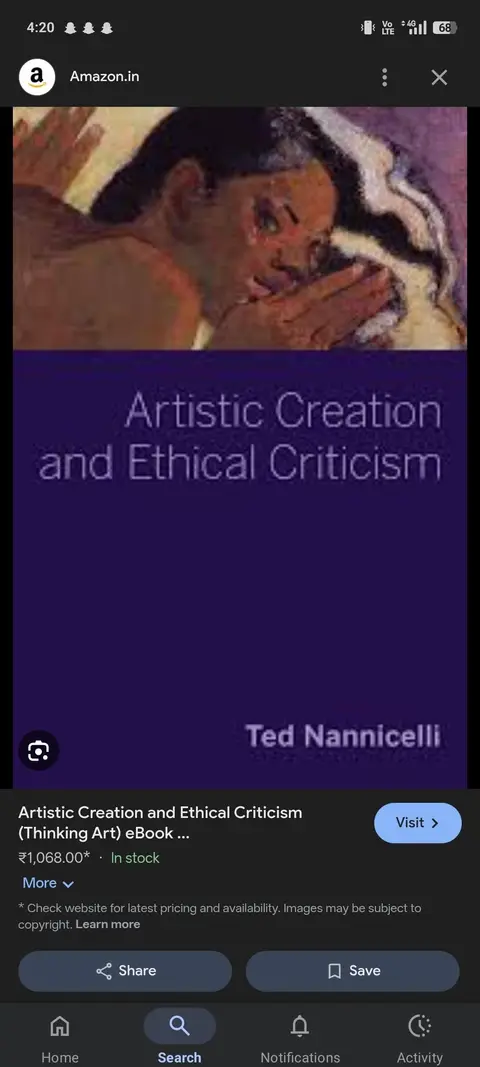 Cover of Artistic Creation and Ethical Criticism