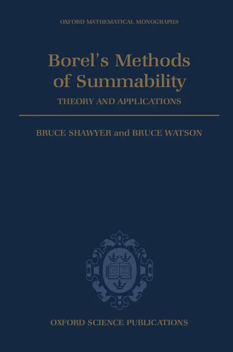 Cover of Borel's Methods of Summability