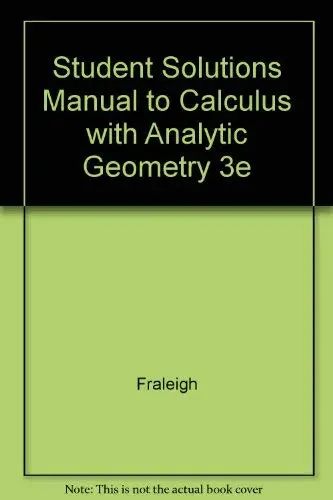 Cover of Student Solutions Manual to Calculus with Analytic Geometry 3e