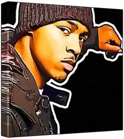 Cover of Bow Wow - Pop Art Print (Multicolour; Black Background) 30 x 30 x 2 cm Medium Square Deep Box Canvas