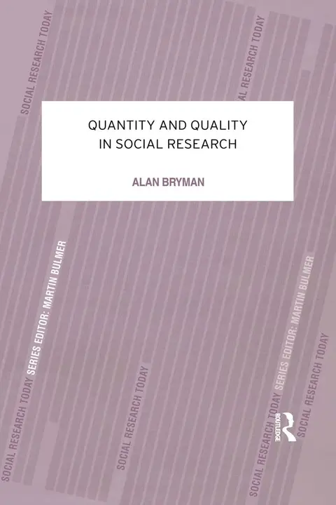 Cover of Quantity and Quality in Social Research