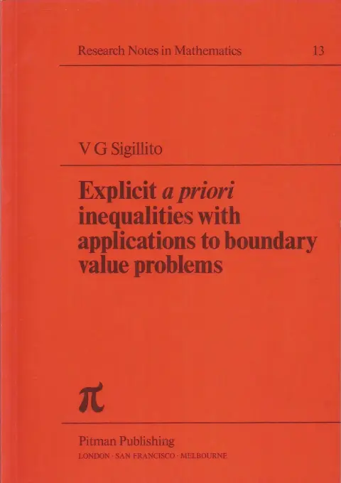 Cover of Explicit "a Priori" Inequalities with Applications to Boundary Value Problems