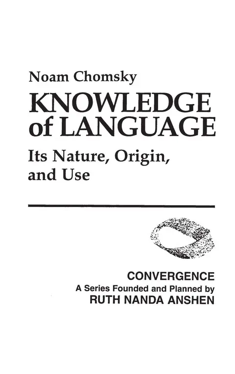 Cover of Knowledge of Language