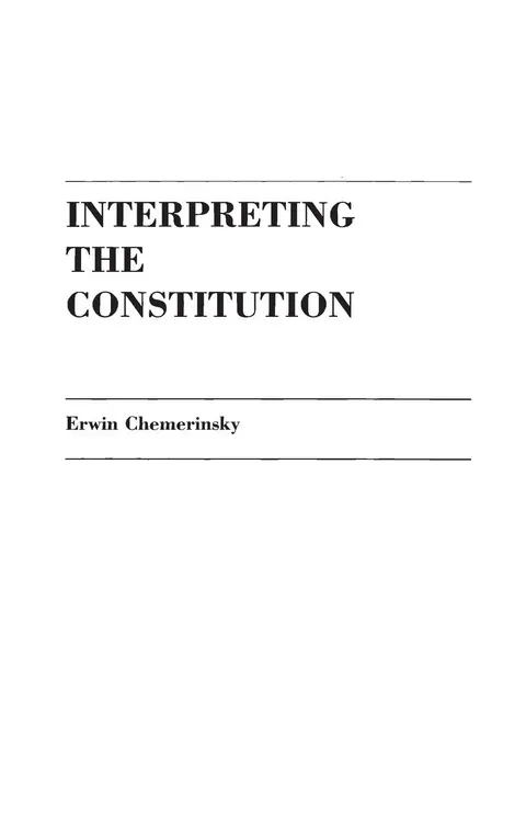Cover of Interpreting the Constitution