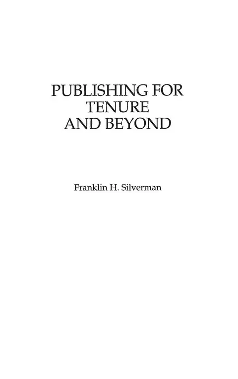 Cover of Publishing for Tenure and Beyond